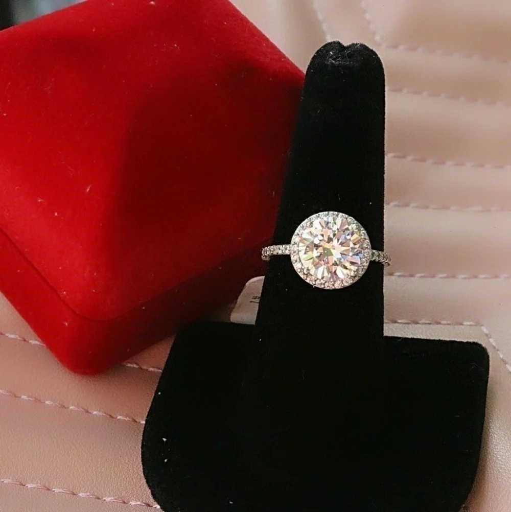 Genuine 925 Sterling Silver Engagement Ring